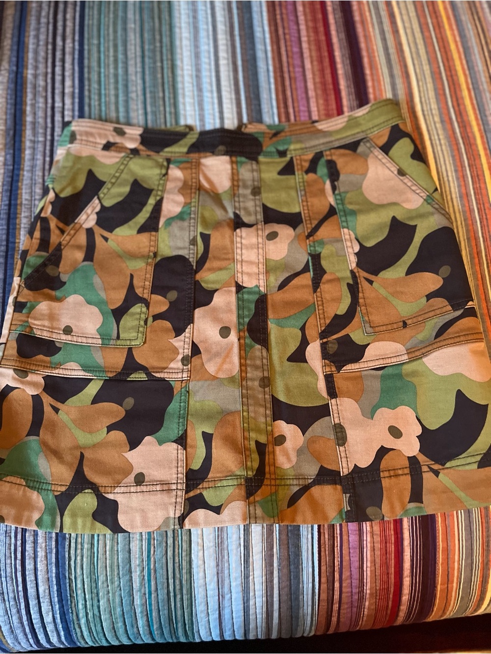 CAbi Camo Cargo Mini Skirt - Green/Brown/Black